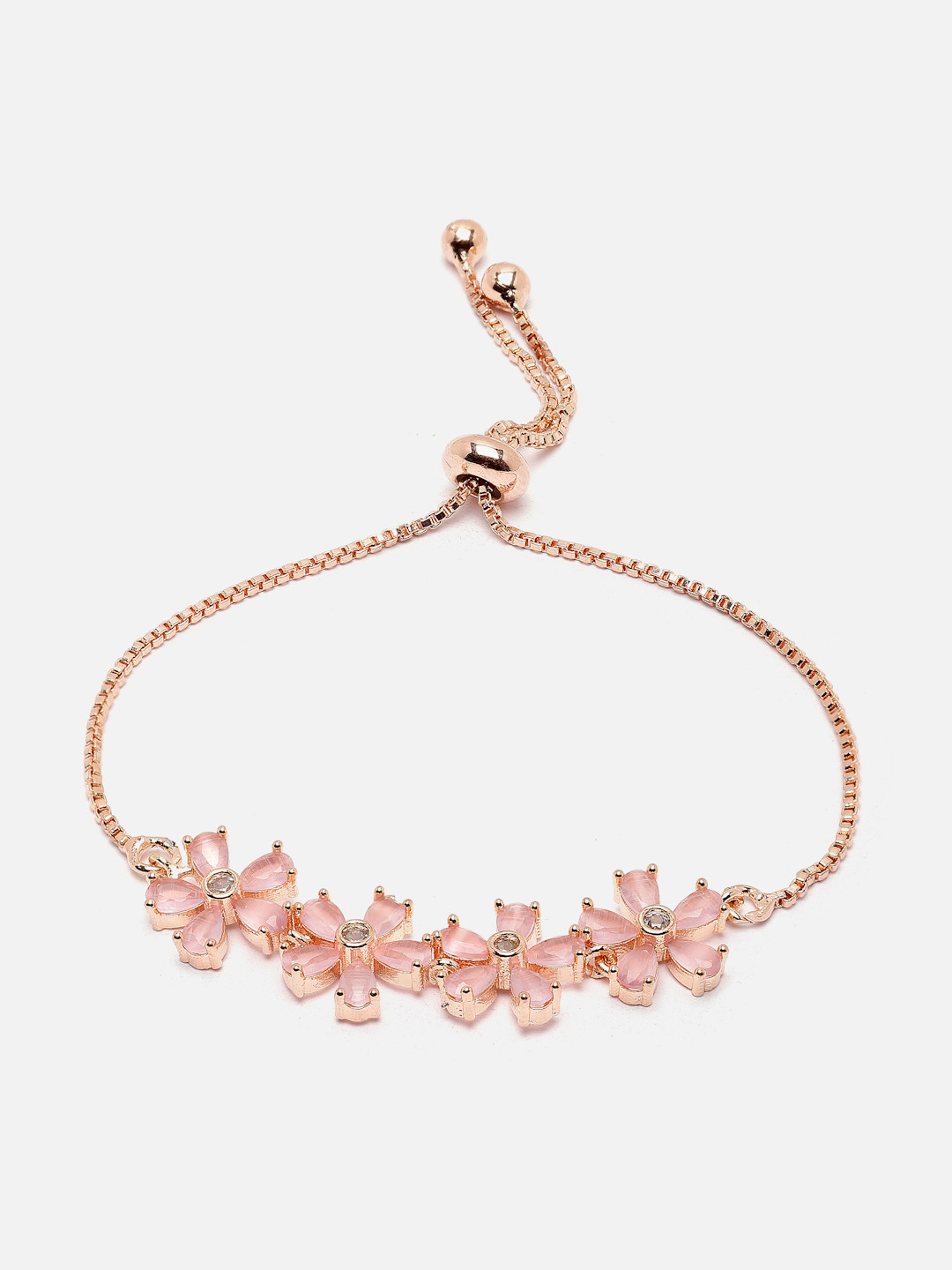 Aazeen  Rose Gold-Plated American Diamond Wraparound Bracelet