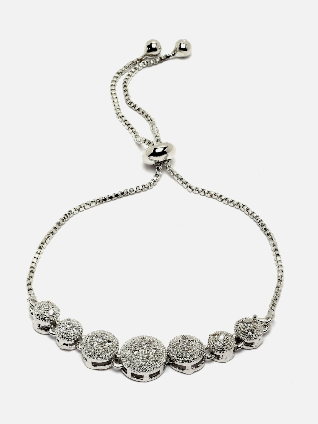 Aazeen Rhodium-Plated Brass American Diamond Wraparound Bracelet