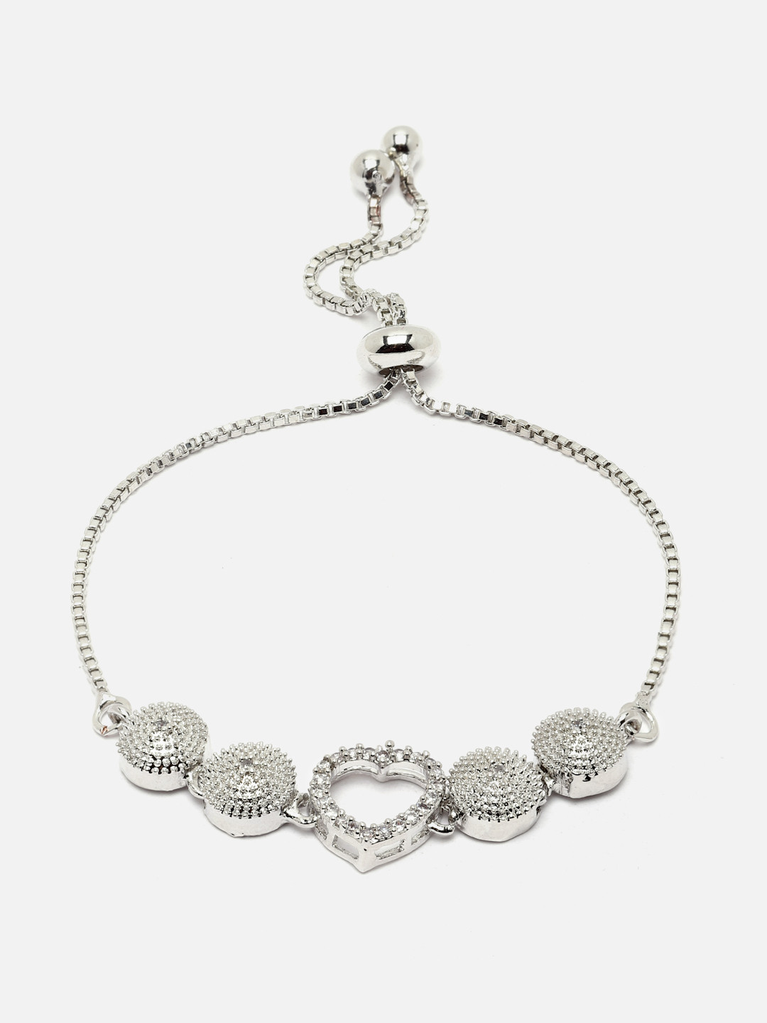 Aazeen Rhodium-Plated American Diamond Wraparound Bracelet