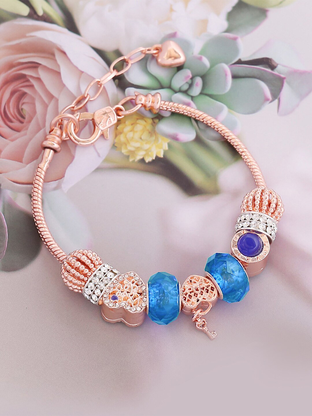 Peora Rose Gold-Plate Cubic Zirconia Charm Bracelet