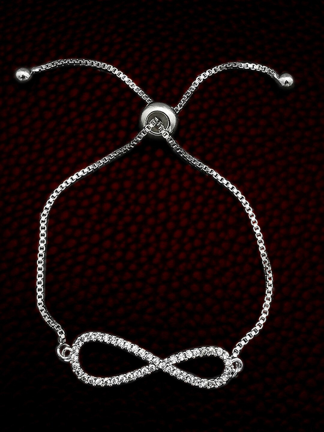 Peora Silver-Plated American Diamond Charm Bracelet