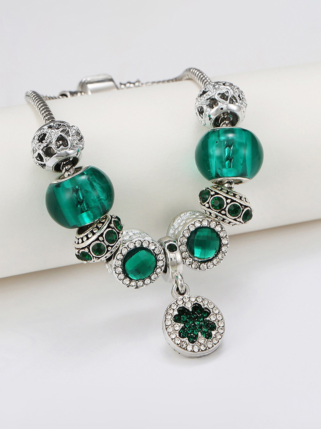 Peora Silver-Plated Cubic Zirconia Charm Bracelet