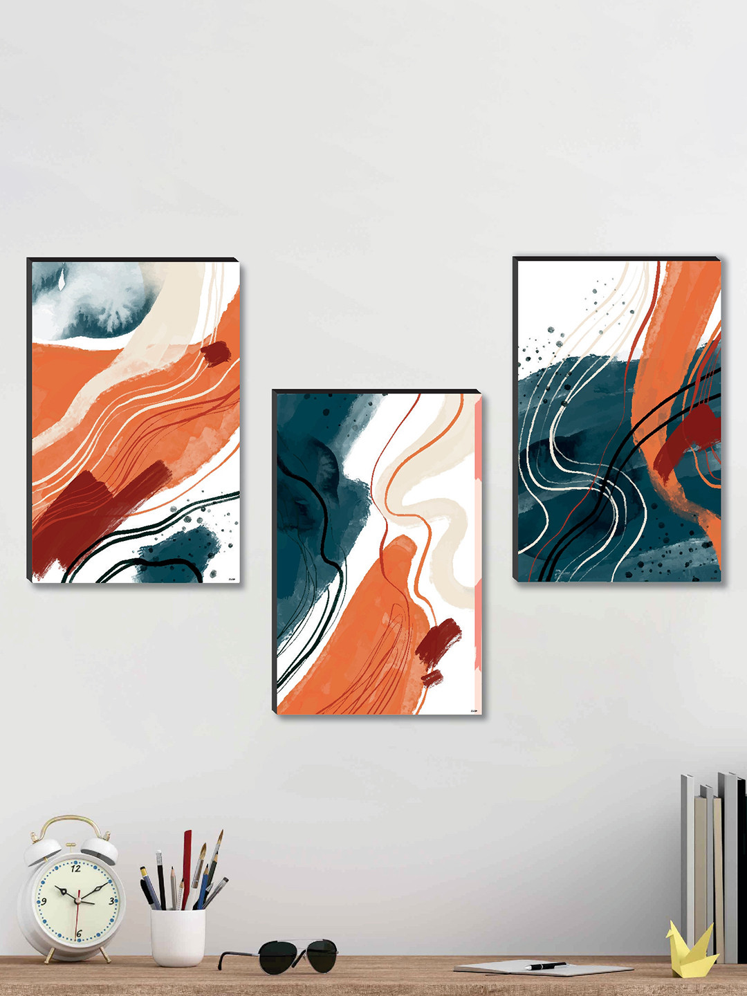 SAF Abstract Paper 3 Piece Wall Rectangle Paintings Wall Art-18 x 12In
