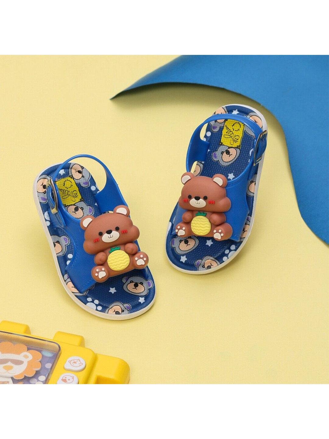 Yellow Bee Boys Teddy Applique Comfort Sandals