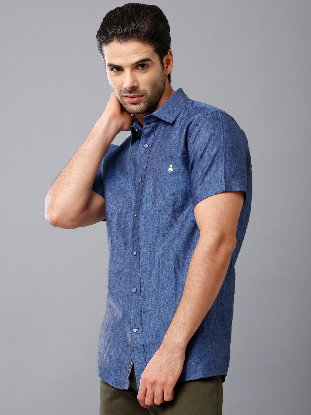 Khoday Williams Classic Spread Collar Pure Linen Casual Shirt