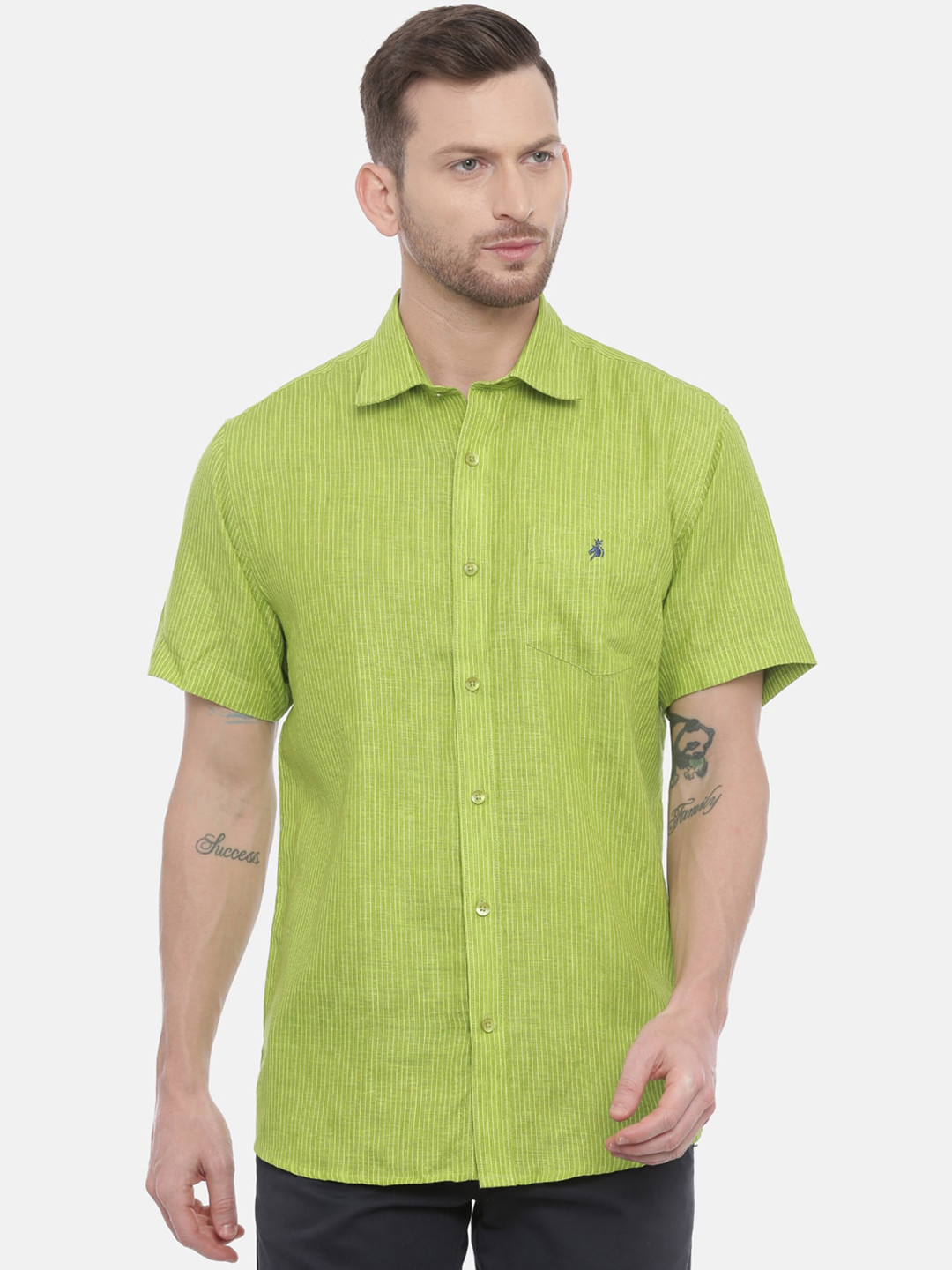 Khoday Williams Classic Spread Collar Pure Linen Casual Shirt