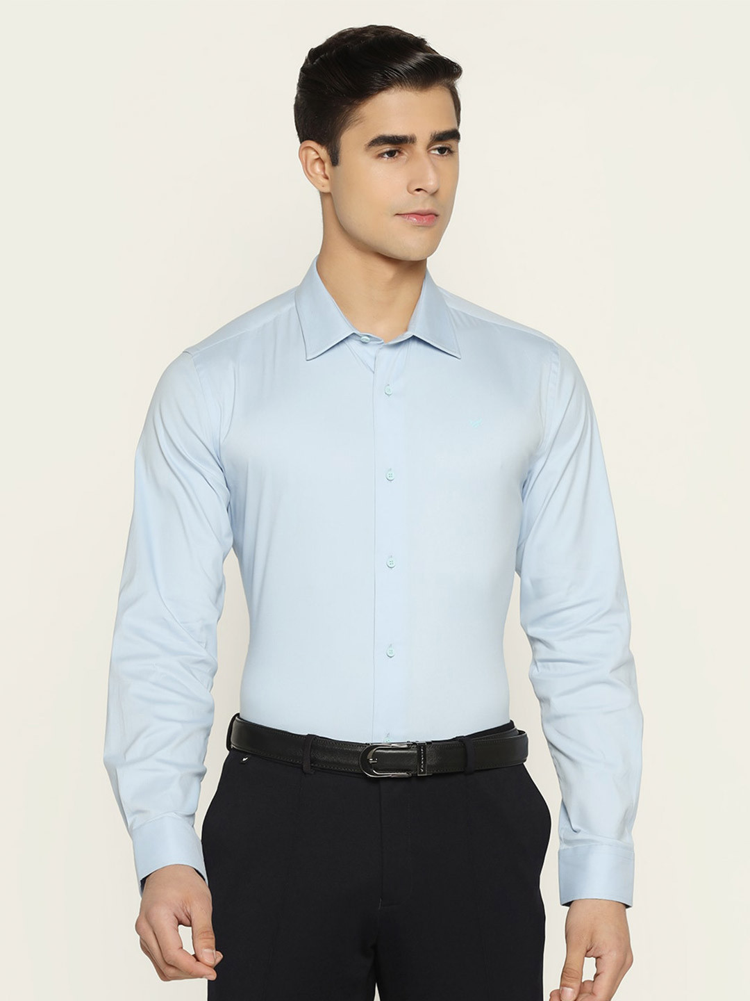 Blackberrys TechPro Men Blue Solid Formal Shirts