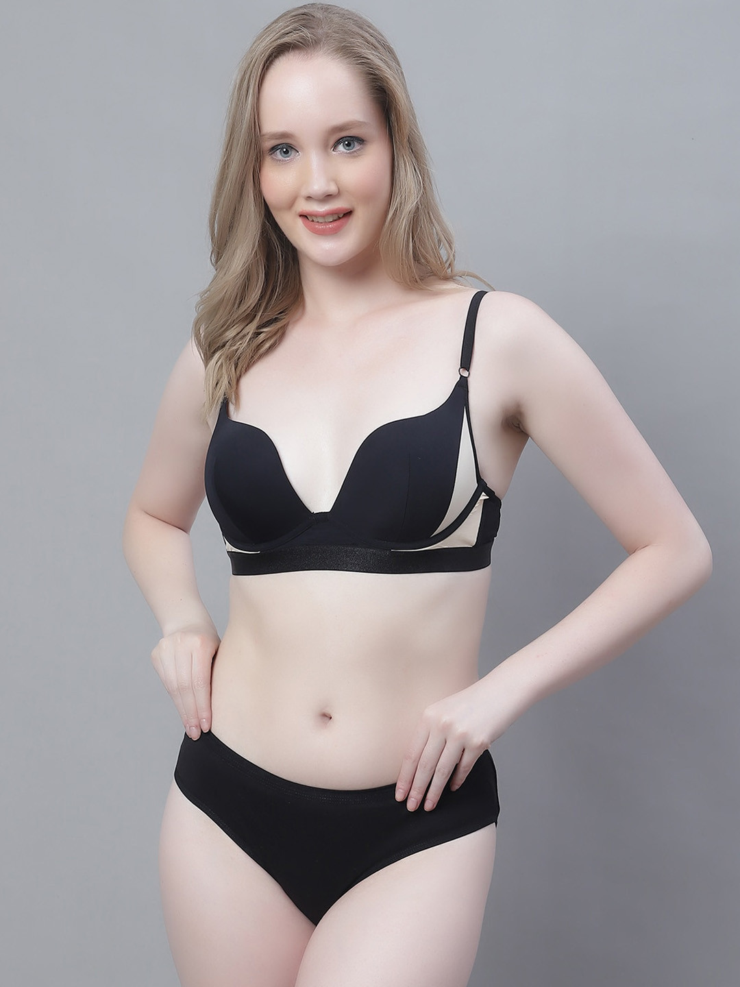 PrettyCat Colorblocked Underwired Seamless Lingerie Set