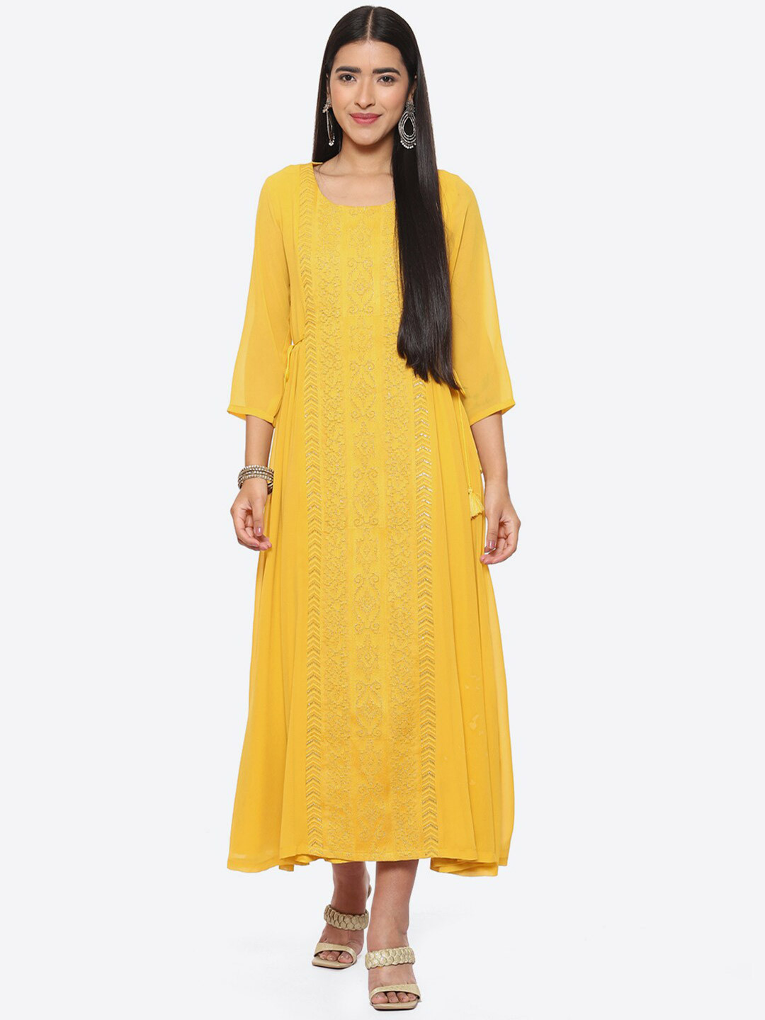 Biba Embroidered A-Line Midi Ethnic Dress
