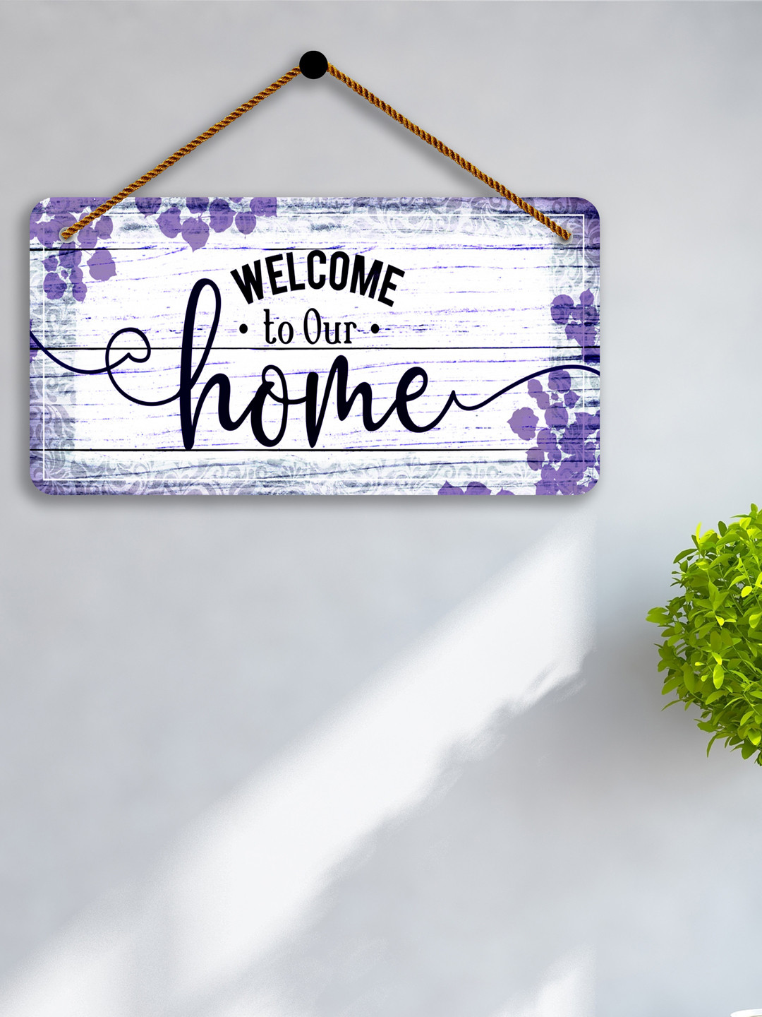 SAF Welcome to our home Printed Wood Glossy Hanging Bedroom Wall Hangings-6In