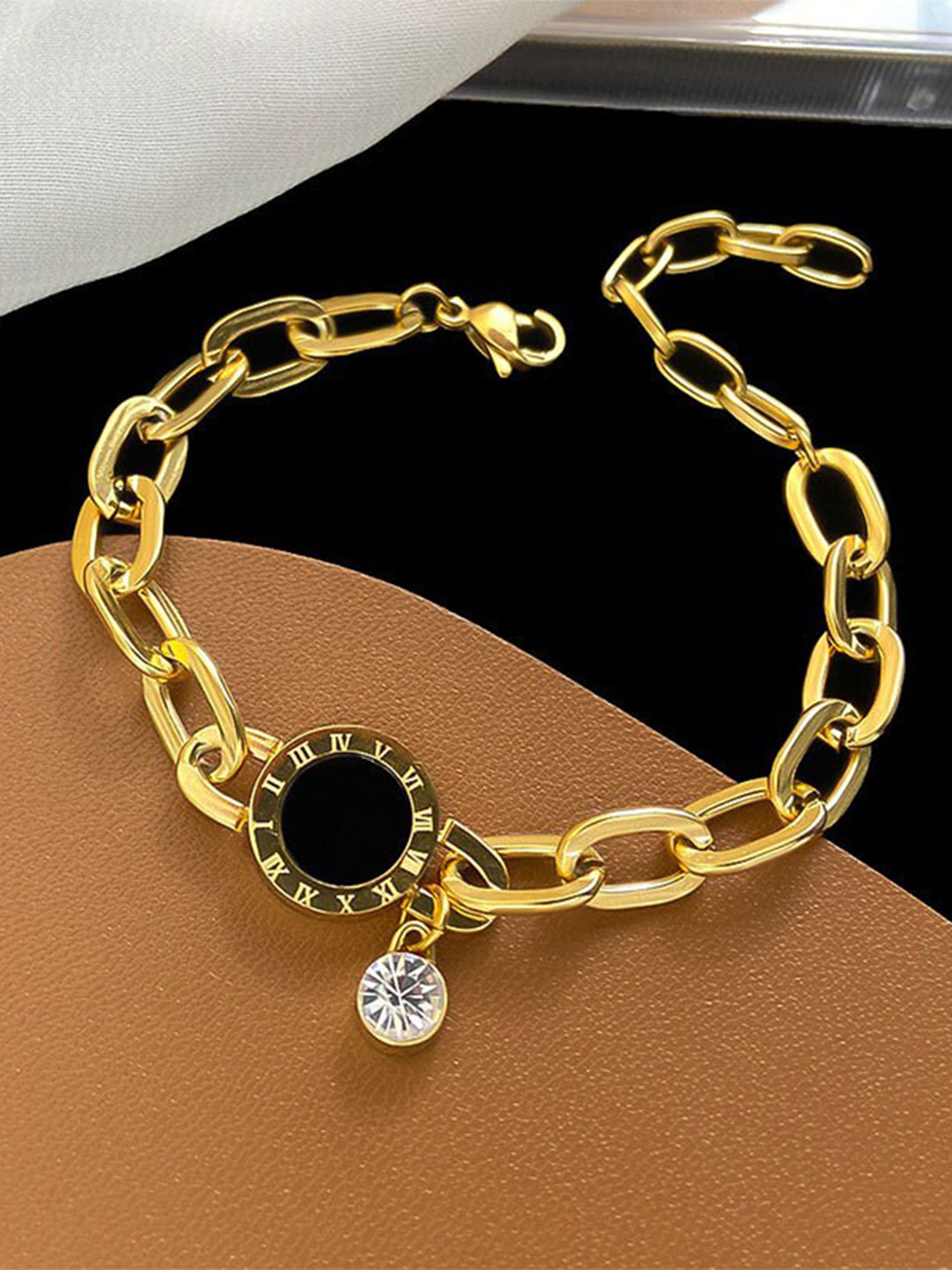 MYKI Gold-Plated Cubic Zirconia Link Bracelet