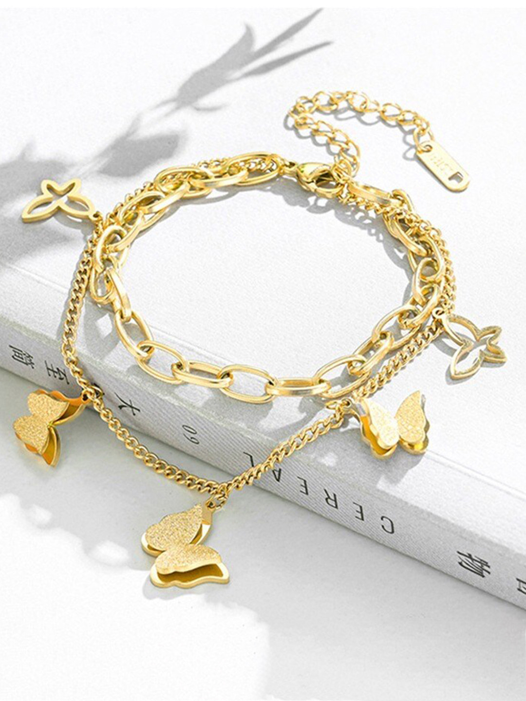 MYKI Cubic Zirconia Gold-Plated Wraparound Bracelet