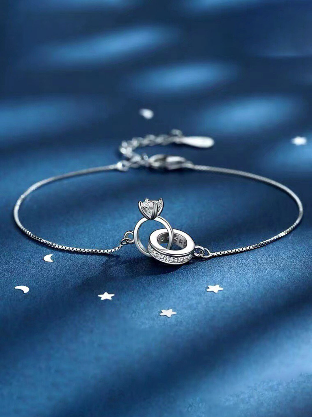 MYKI Valentine Elegant Proposal Silver-Plated Charm Bracelet