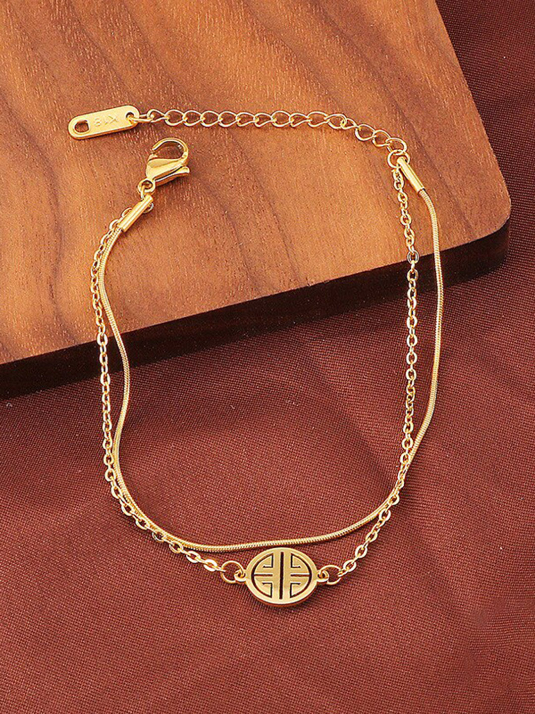 MYKI Women Gold-Plated Cubic Zirconia Link Bracelet