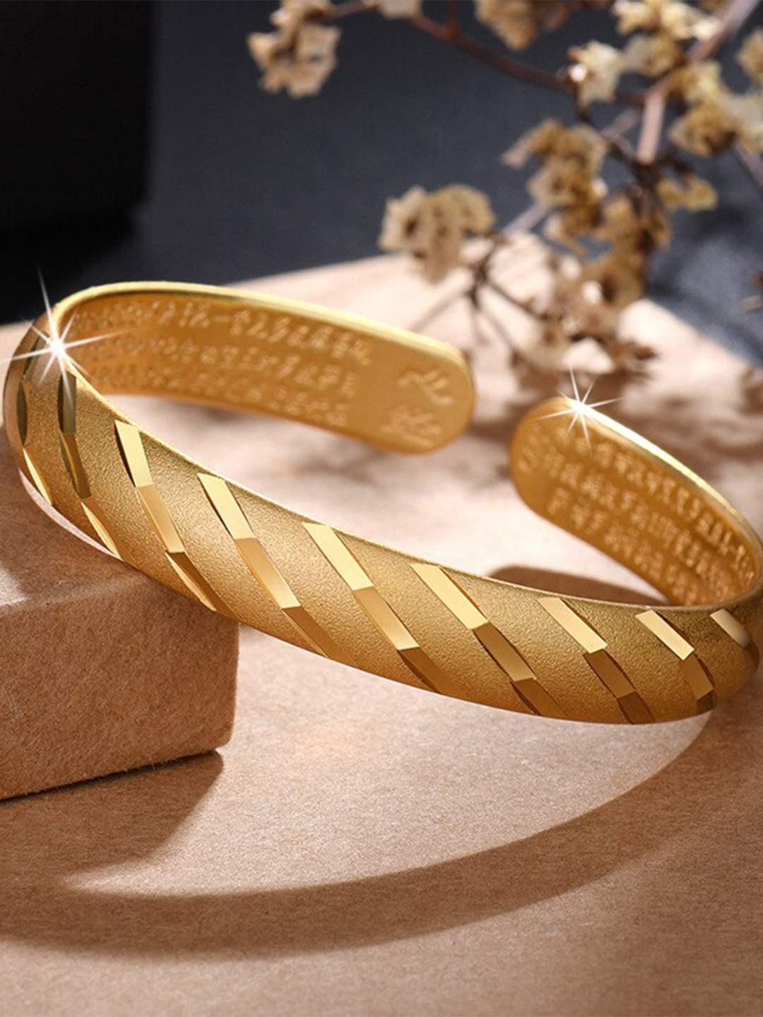MYKI Cubic Zirconia Gold-Plated Bangle-Style Bracelet
