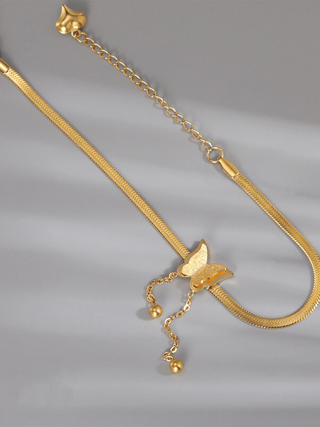MYKI Women Gold-Plated Butterfly Link Bracelet