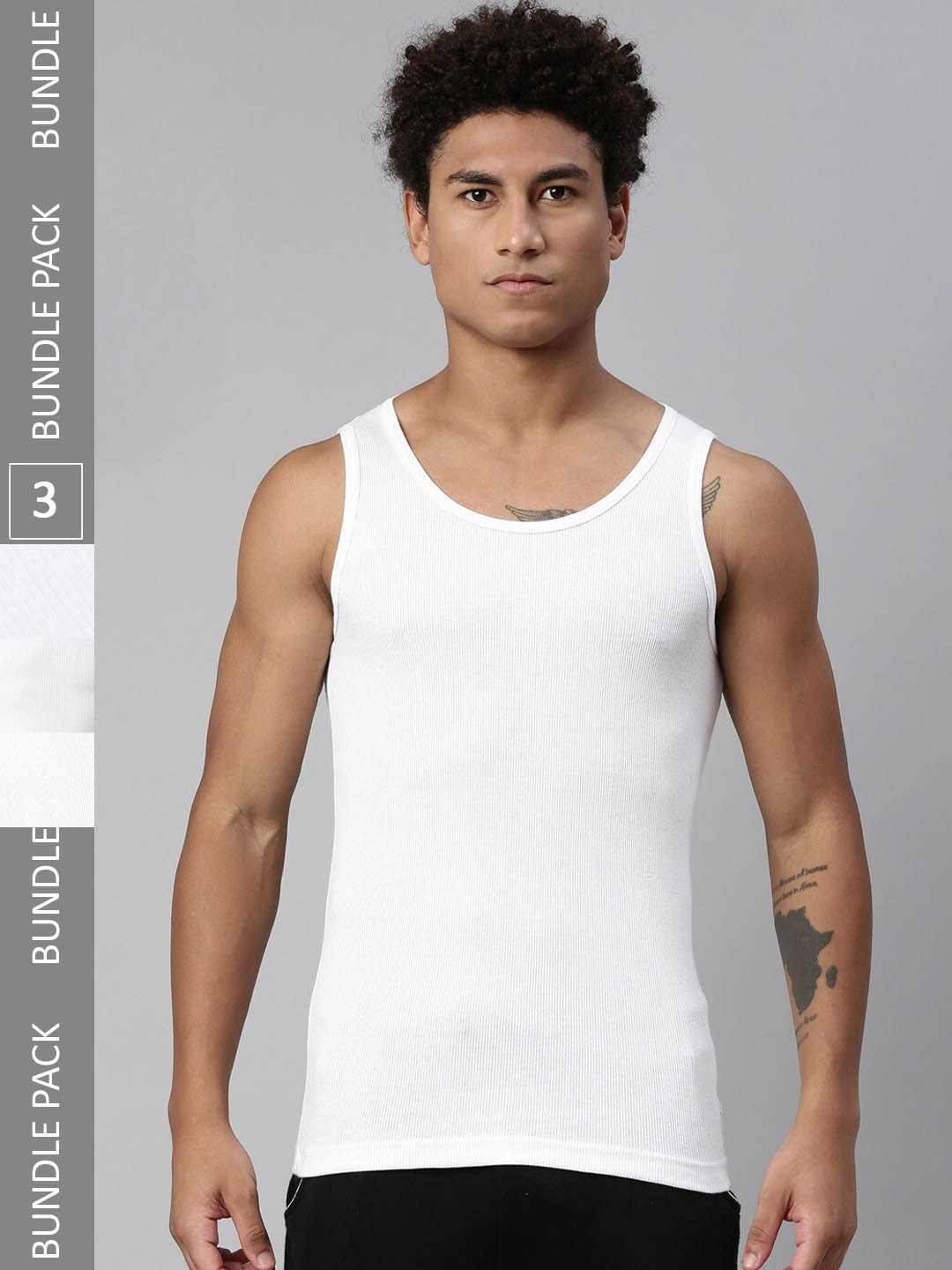 Levis Men Pack of 3 Solid Round Neck Sleeveless Pure Cotton Rib Vest