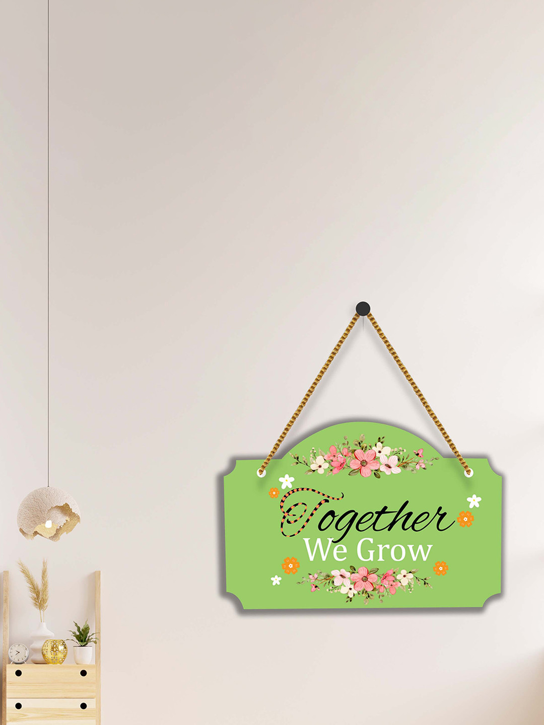 SAF Together we grow design Wood Floral Matte Hanging Bedroom Wall Hangings-7.5In