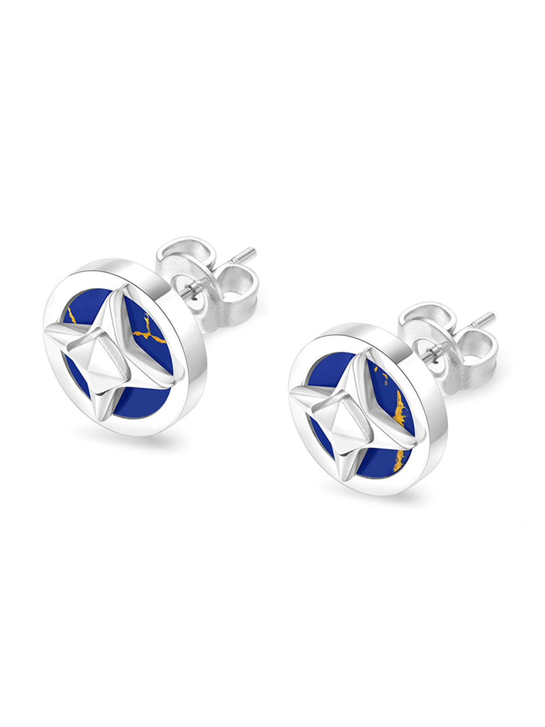 Police Silver-Plated Circular Studs Earrings