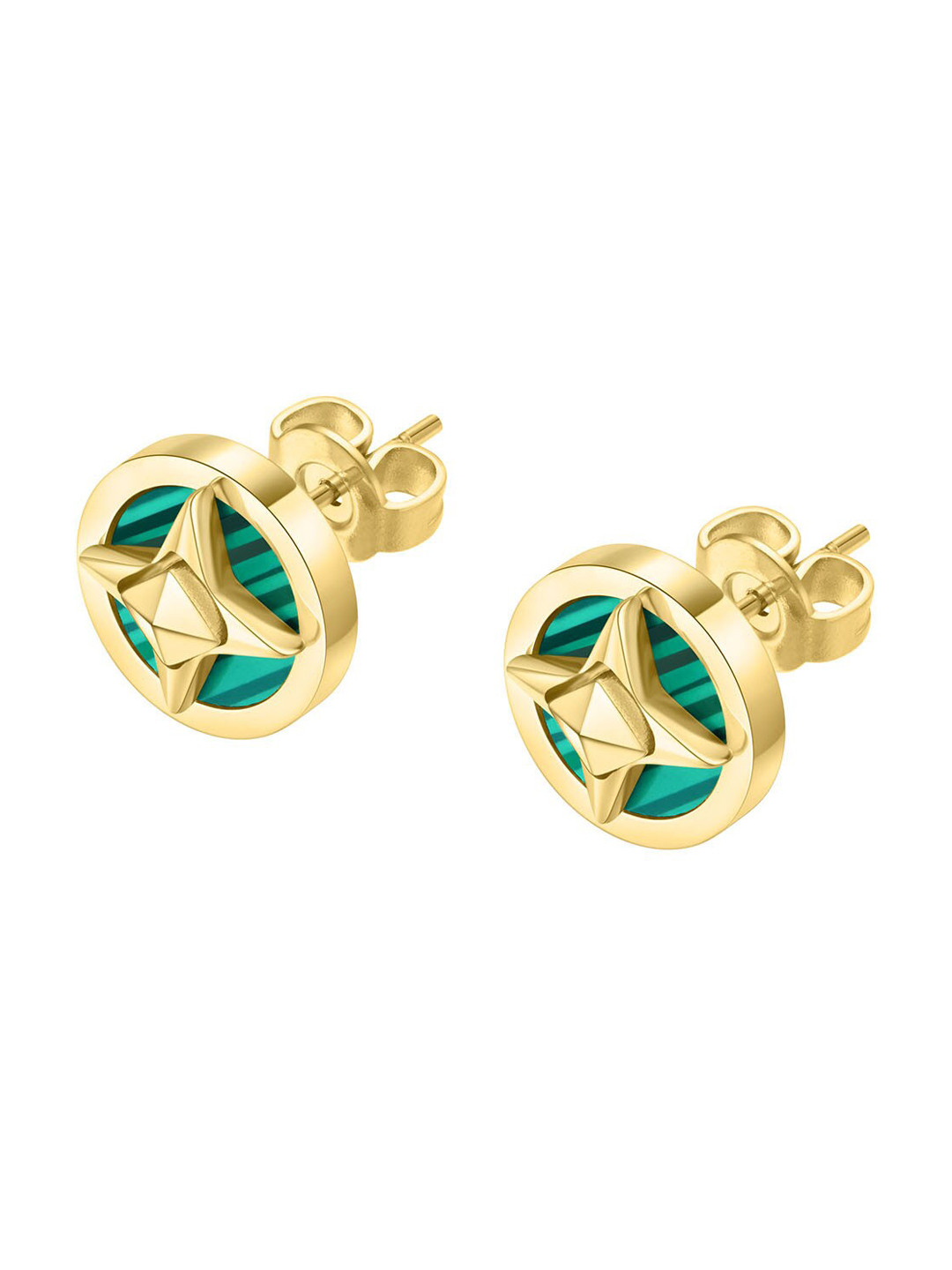 Police Gold-Plated Circular Studs Earrings