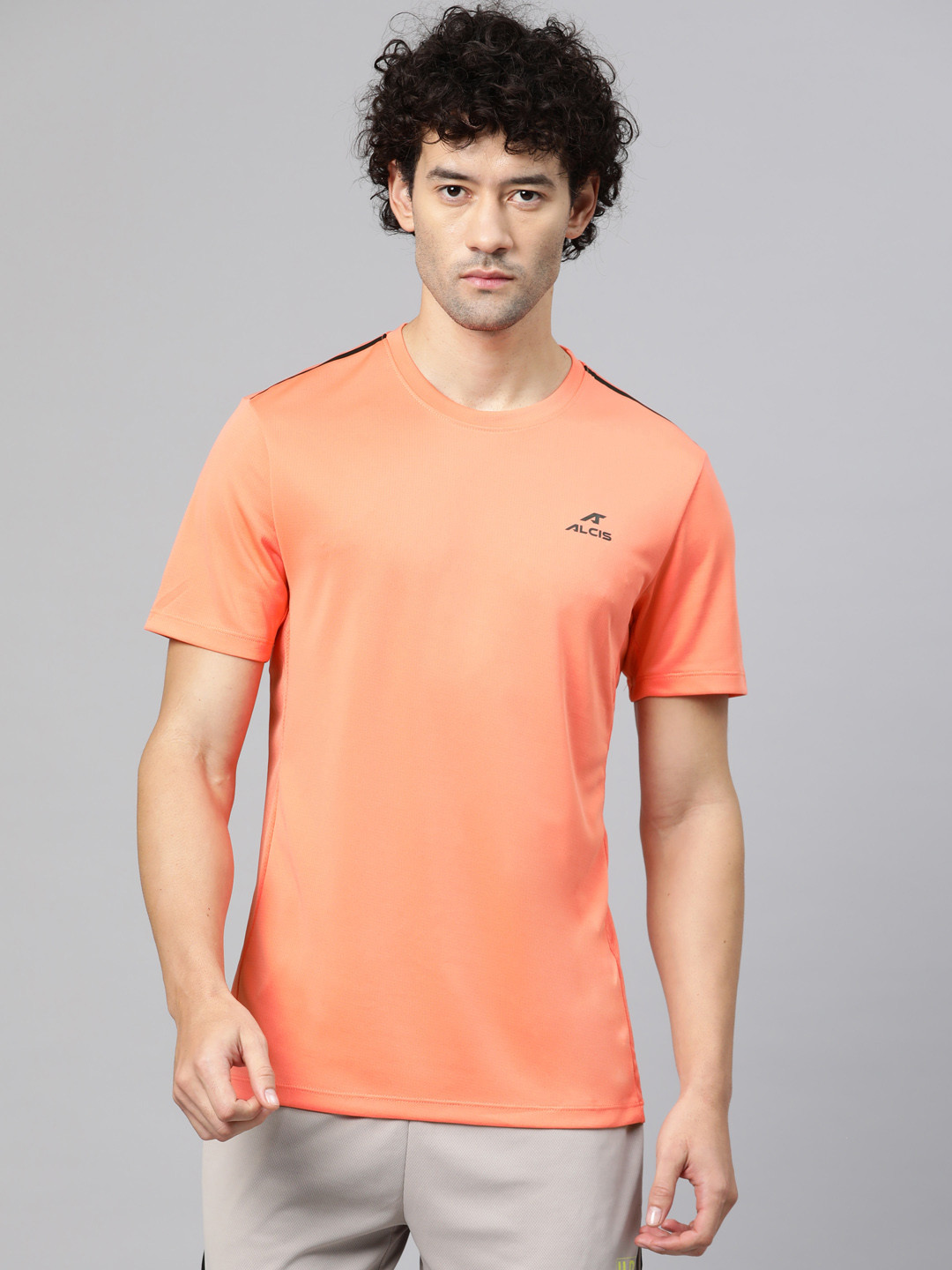 Alcis Men Brand Logo Printed Anti Static Slim Fit T-shirt