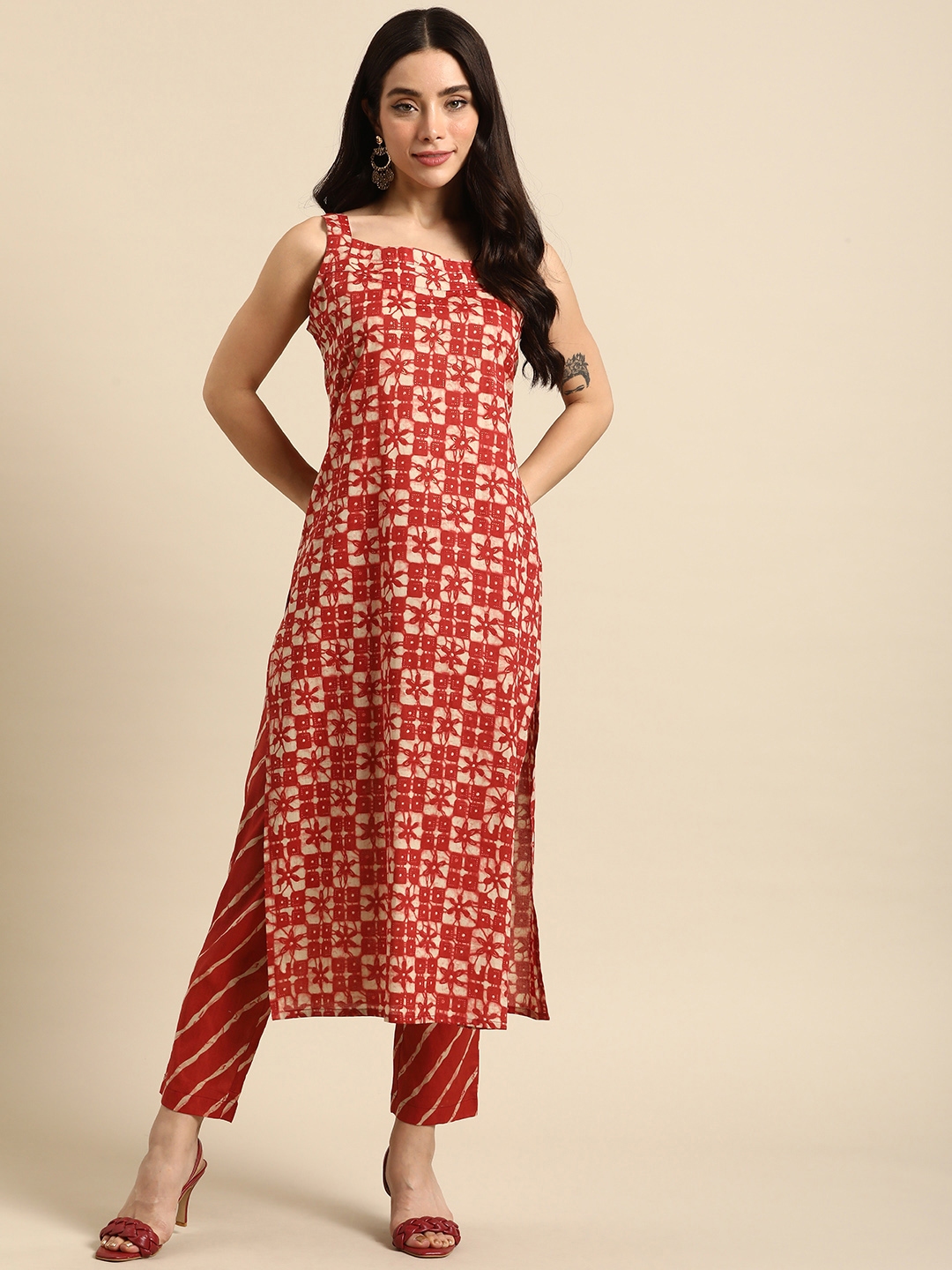 Anouk Women Ethnic Motifs Printed Regular Pure Cotton Kurta With Trousers - Kurta Sets for Women 22927902 | Myntra