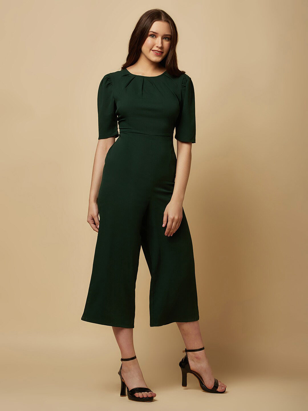 RAASSIO Puff Sleeves Capri Jumpsuit