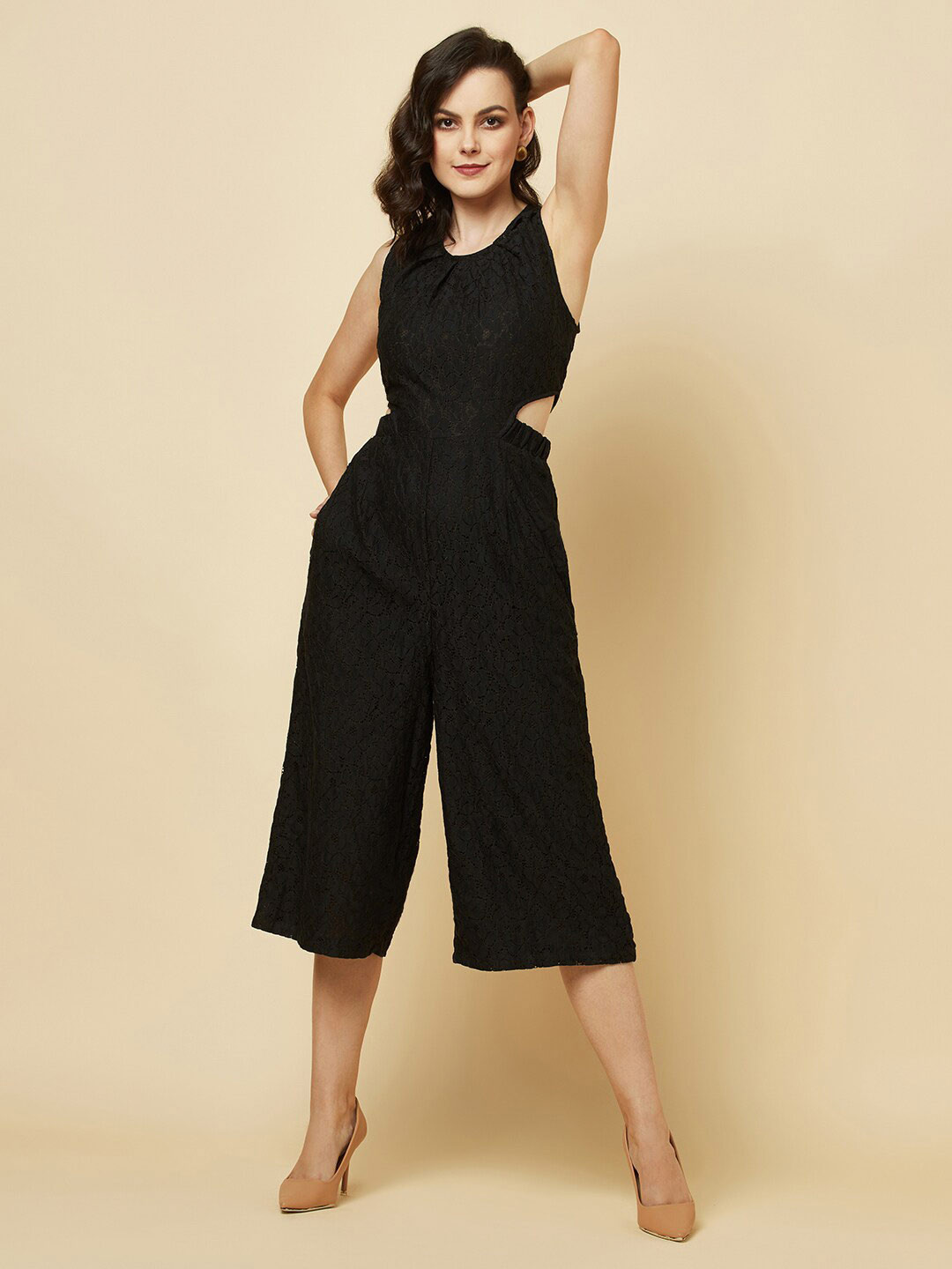RAASSIO Cotton Cut-Out Capri Jumpsuit
