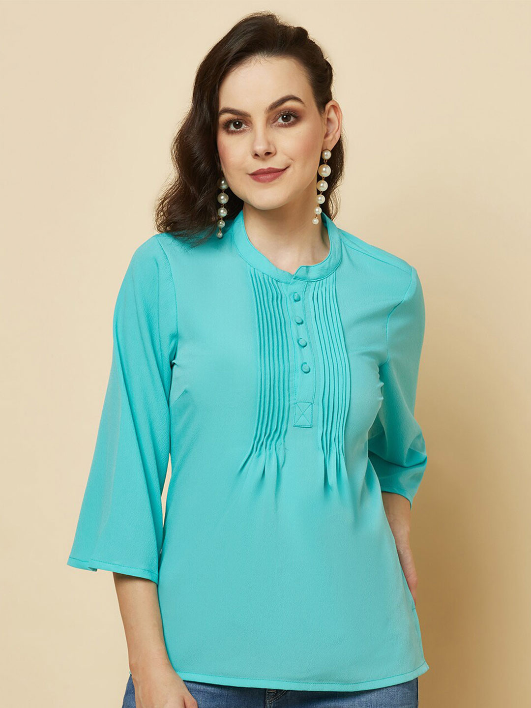RAASSIO Mandarin Collar Top