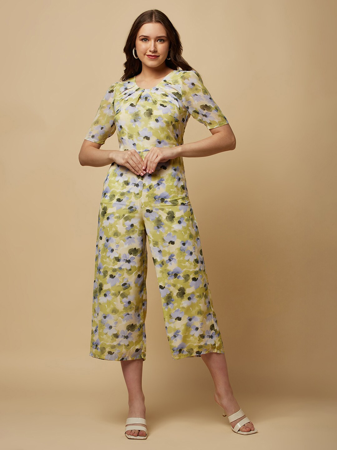 RAASSIO Floral Printed Cut Basic Jumpsuit
