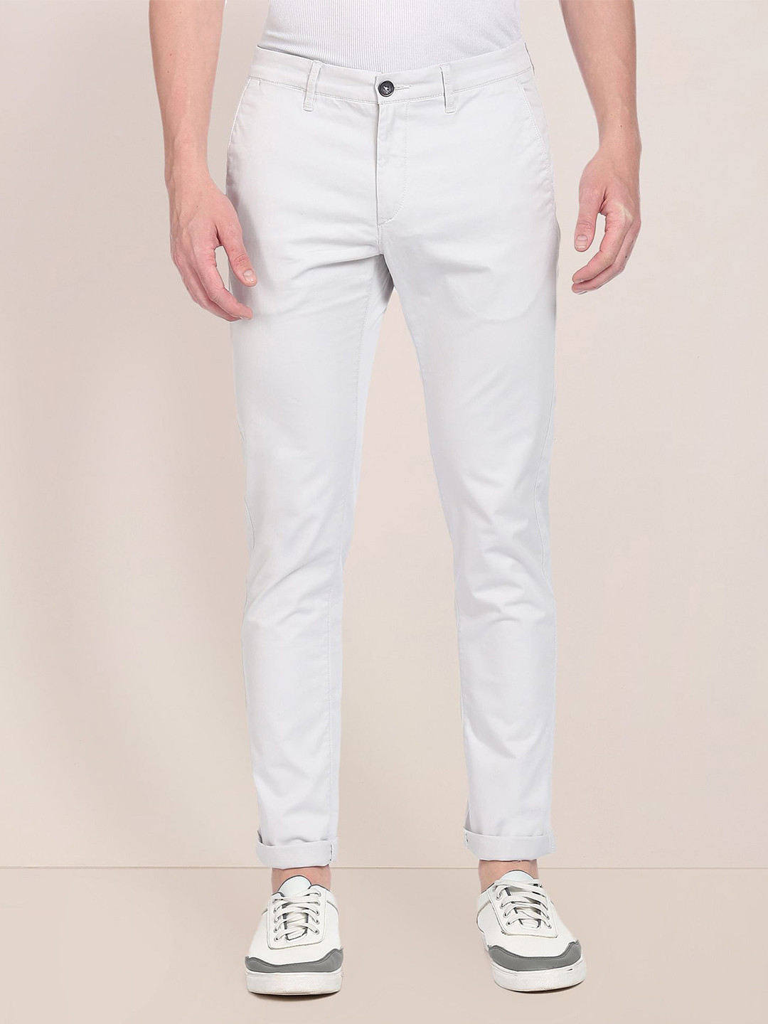 U.S. Polo Assn. Men Mid Rise Plain Chinos Trousers