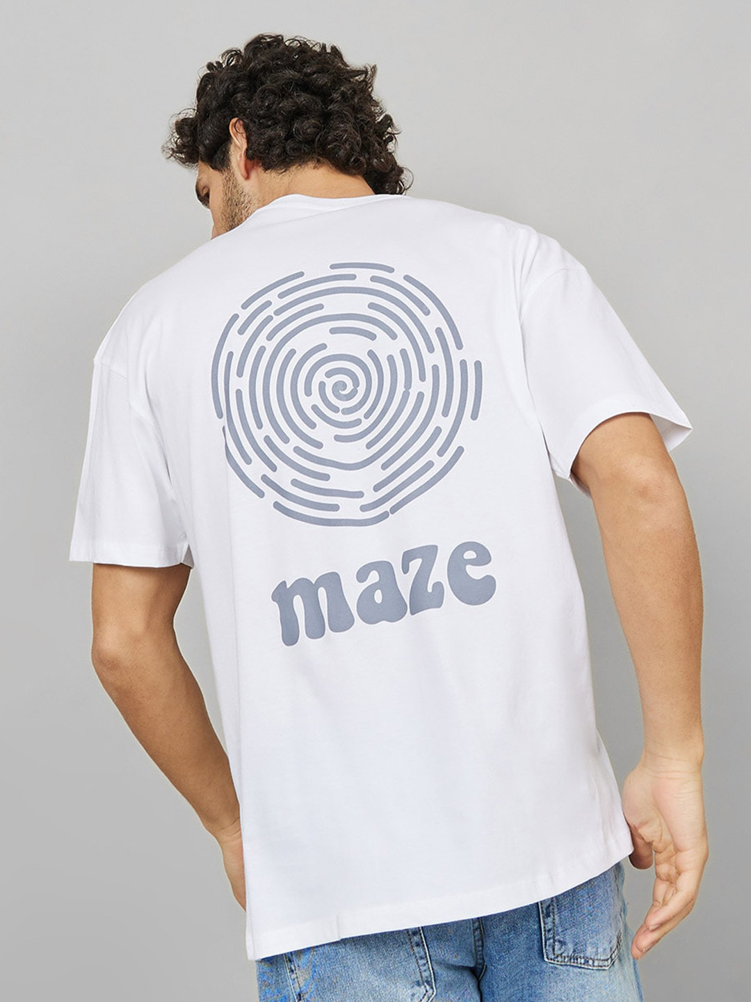 Styli Back Graphic Oversized Jersey T-Shirt