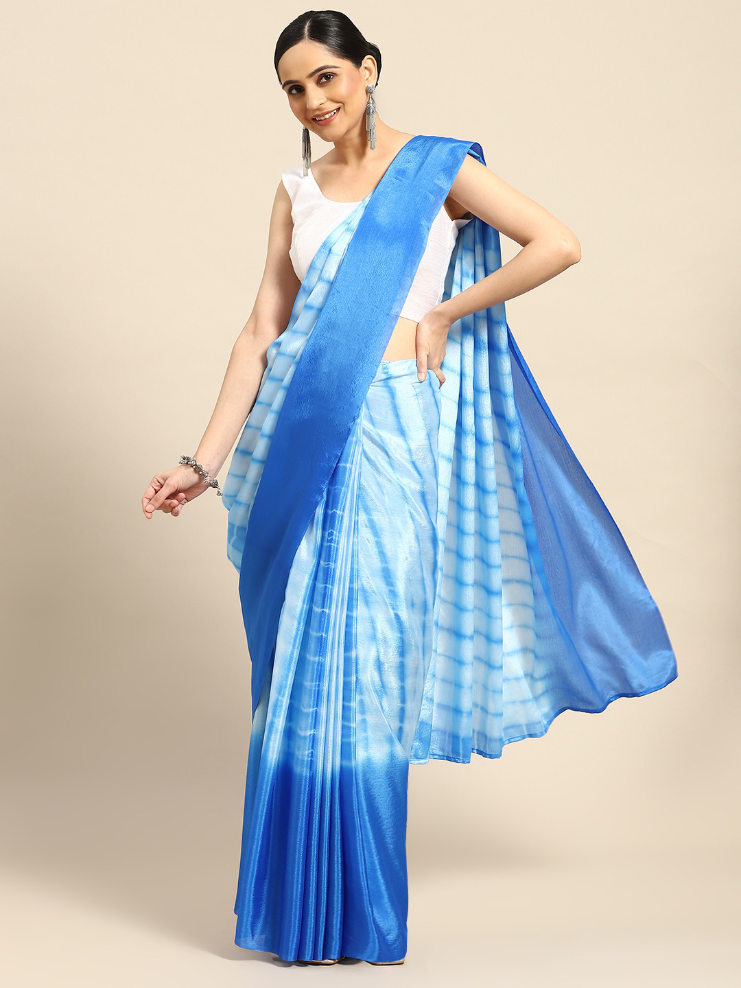 HERE&NOW Tie and Dye Poly Chiffon Saree