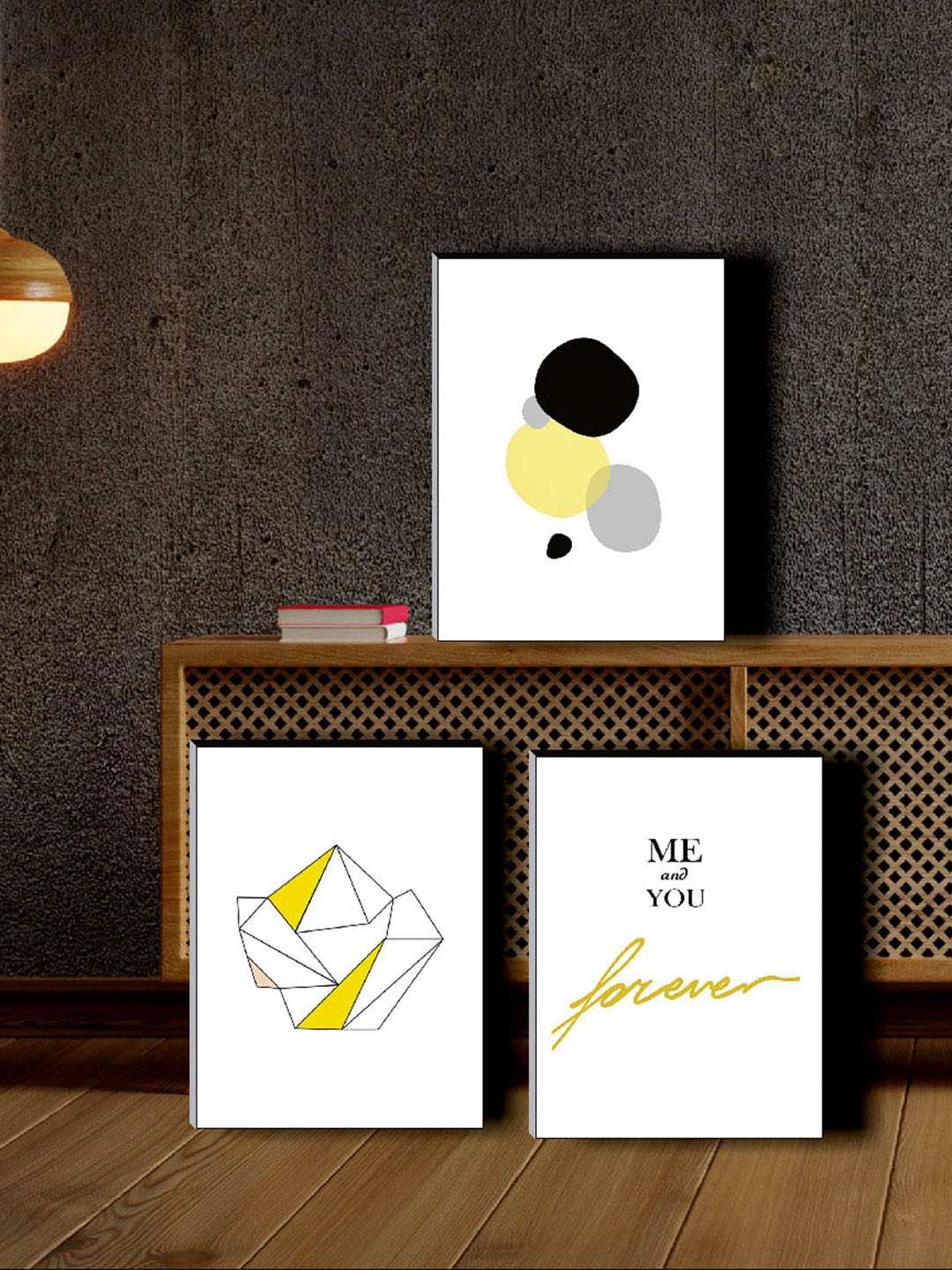 SAF Quotes White Wood 3 Pcs Wall Living Room Rectangle Paintings Wall Art -26.97 x 11.97In