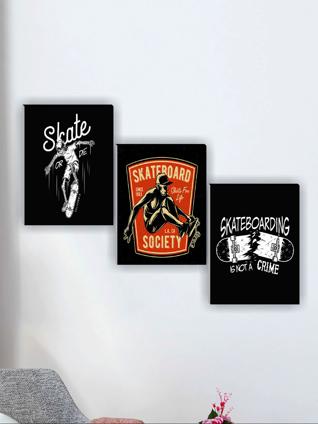SAF White & Black 3 Pieces Motivational Quotes Painting Wall Art