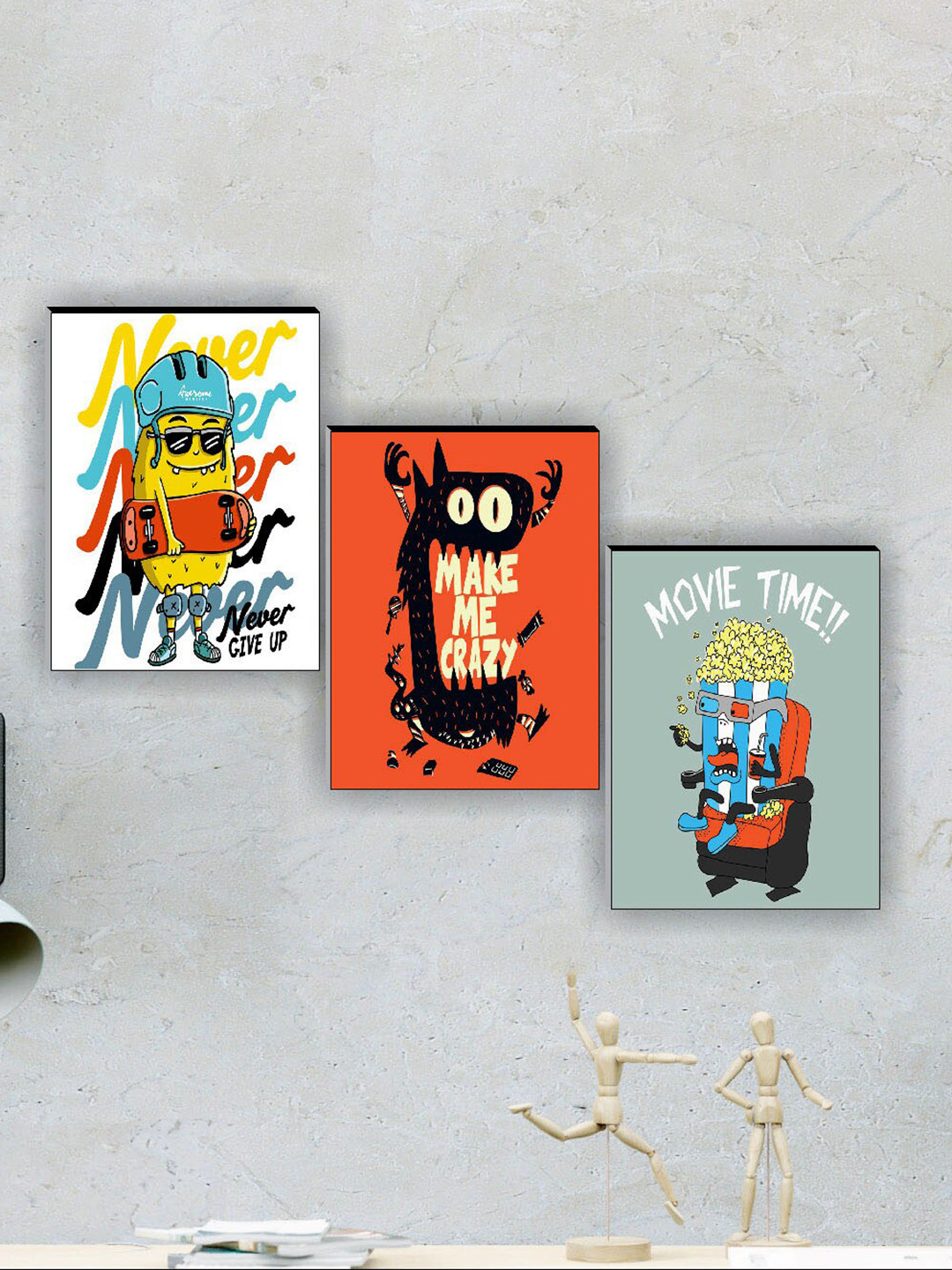 SAF 3 PC White & Red Motivational Quotes Printed Framed Wall Painting