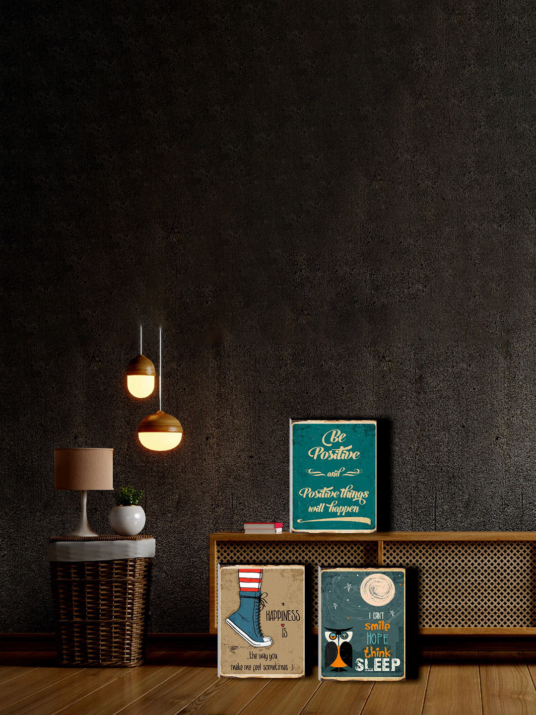 SAF Motivational Quotes Wood 3 Pcs Wall Rectangle Paintings Wall Art -11.8x9.1In