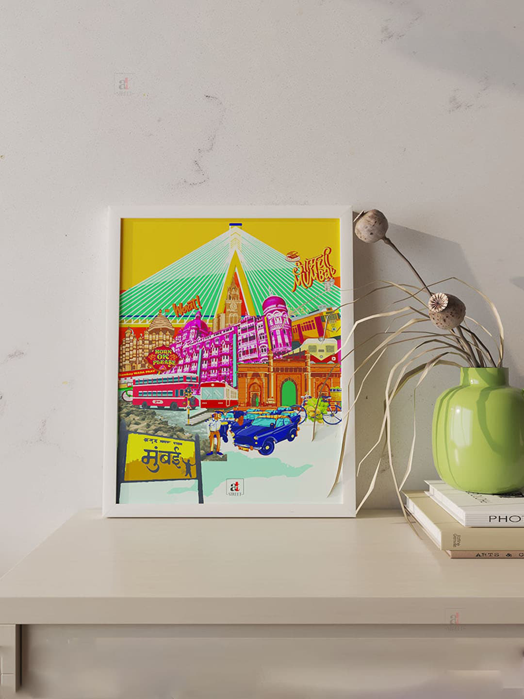 Art Street Mumbai City Canvas Wall Rectangle Paintings Wall Art -17 x 13In