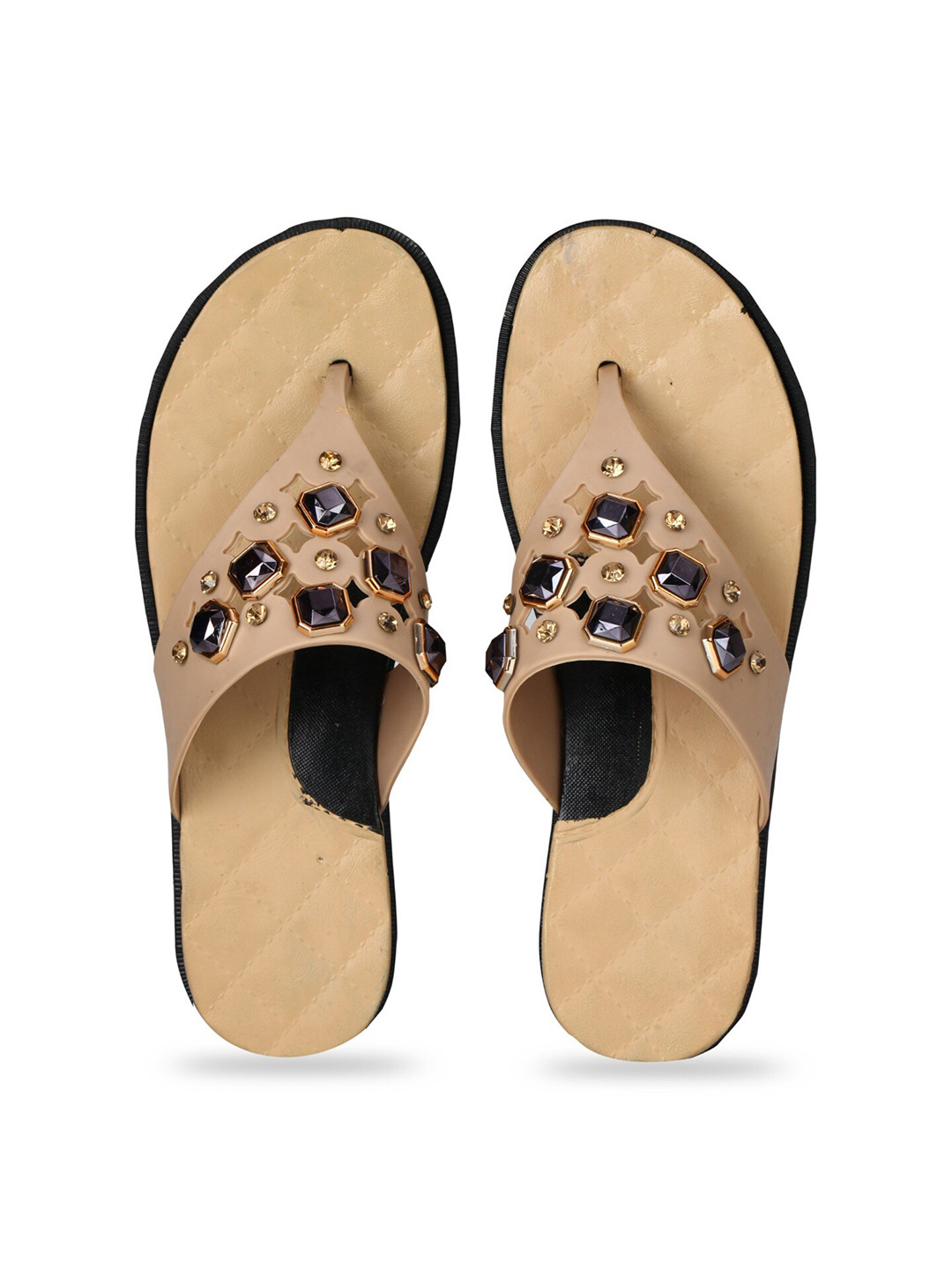 JUMPLITE Embellished T-Strap Flats