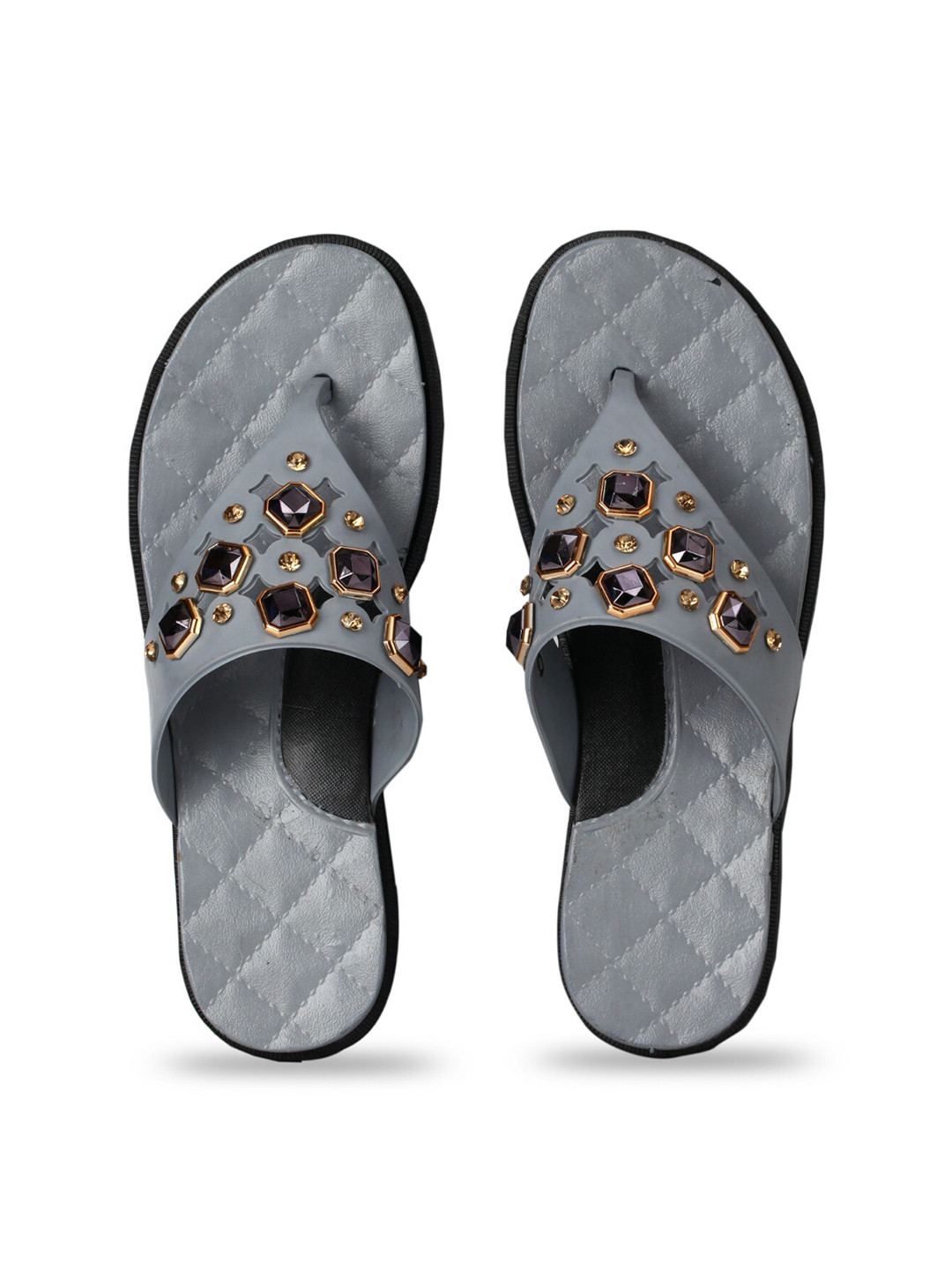 JUMPLITE Embellished T-Strap Flats