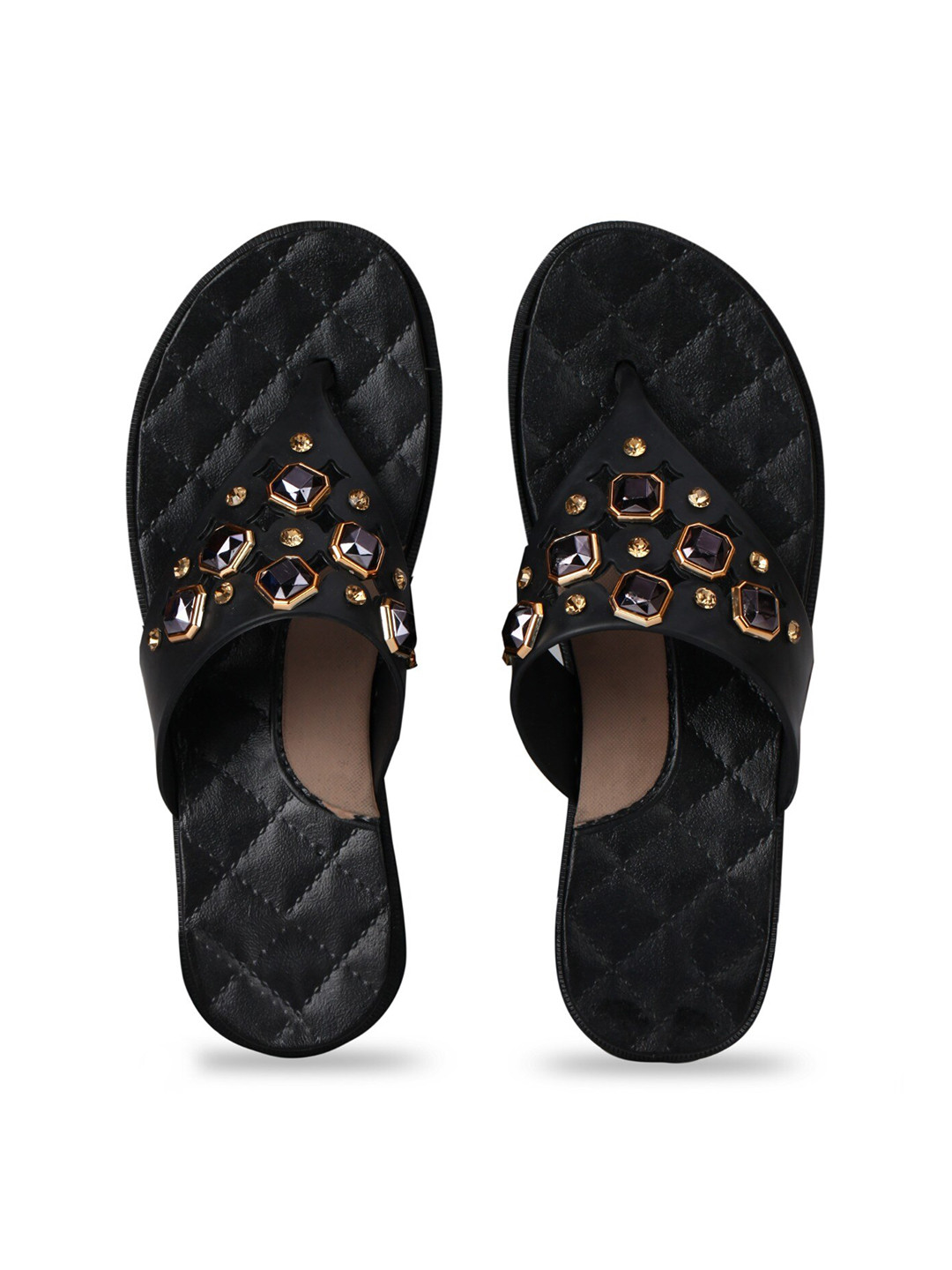 JUMPLITE Embellished T-Strap Flats