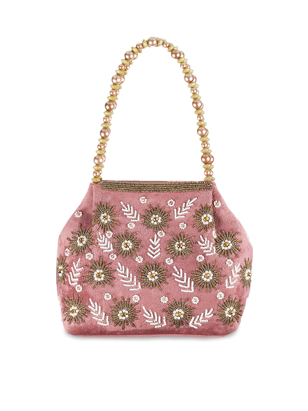 Metro Floral Embroidered Structured Handheld Bag