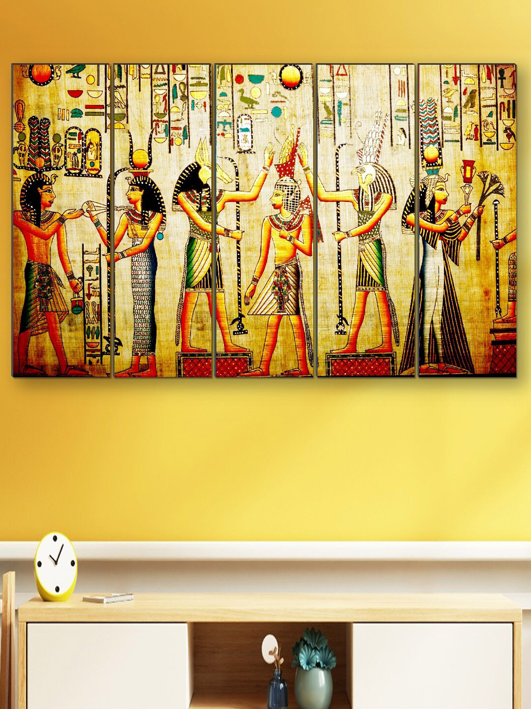 SAF Folkart Premium Canvas 5 Piece Wall Square Paintings Wall Art -30 x 10In