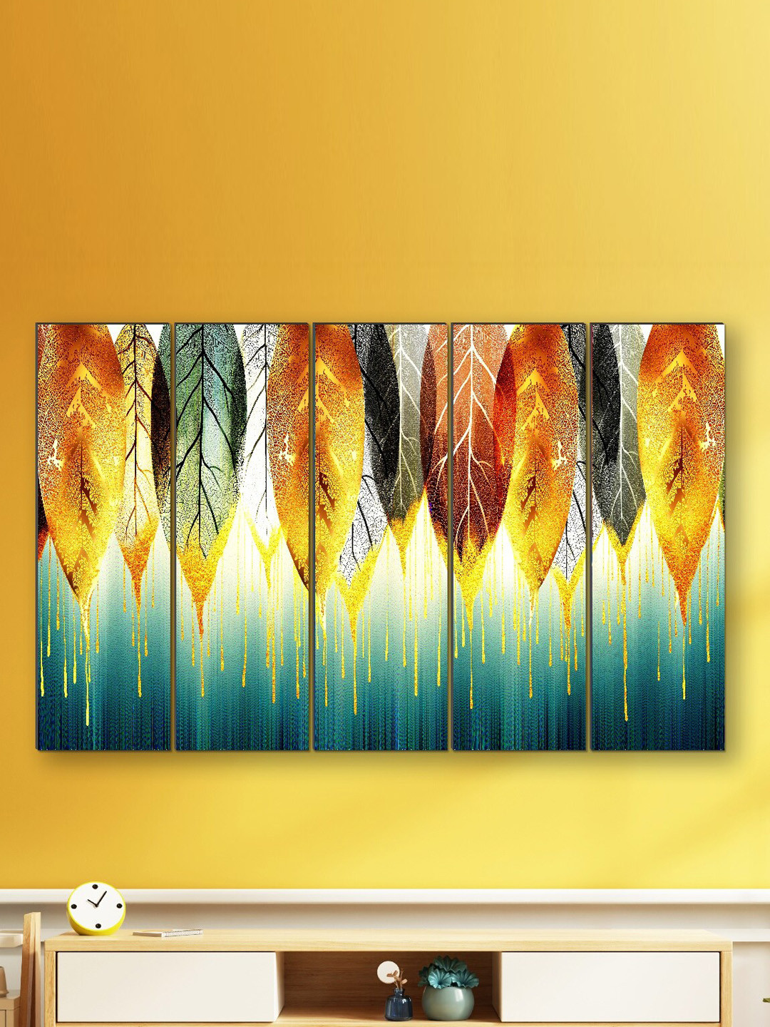 SAF Premium Panel Wood 5 Piece Wall Rectangle Paintings Wall Art -50 x 30In