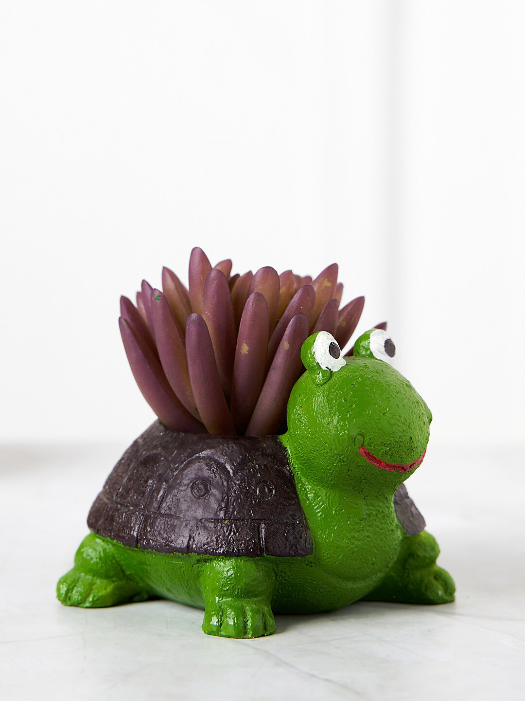DecorTwist Green & Brown Turtle Resin Succulent Planter