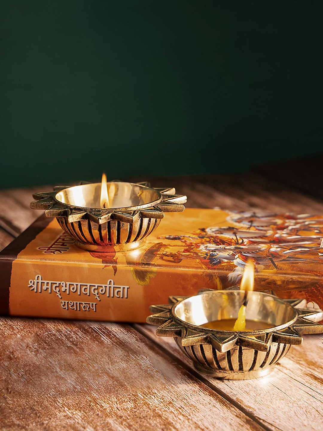 DecorTwist Gold Toned Brass Tapas Diya