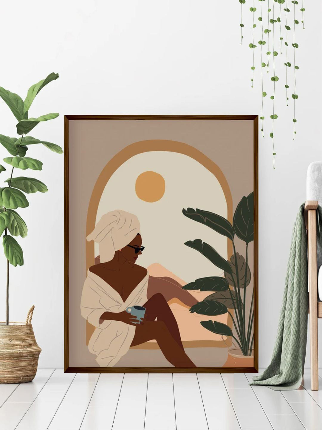 The Art House 2-Pcs Beige & Brown Abstract Painting Framed Wall Art
