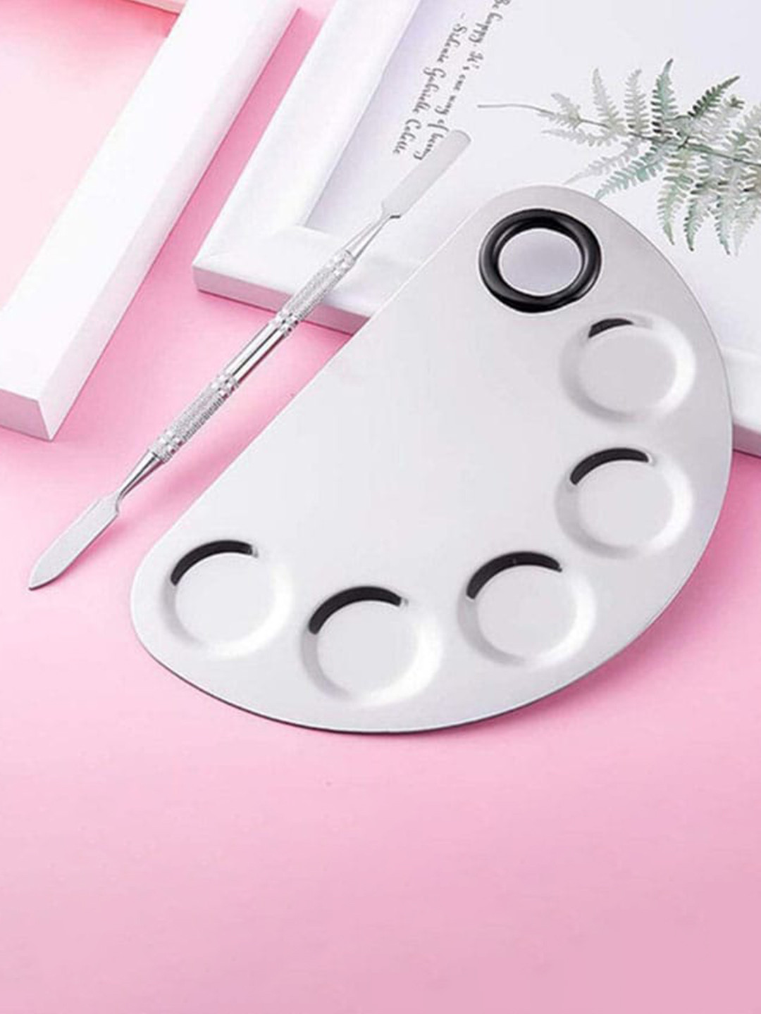 Veoni BELLE Stainless Steel Makeup Mixing Palatte with Spatula