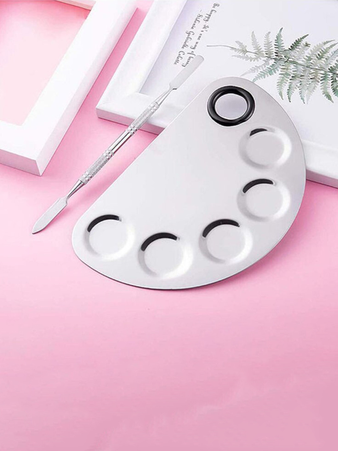 Veoni BELLE Stainless Steel Makeup Mixing Palatte with Spatula