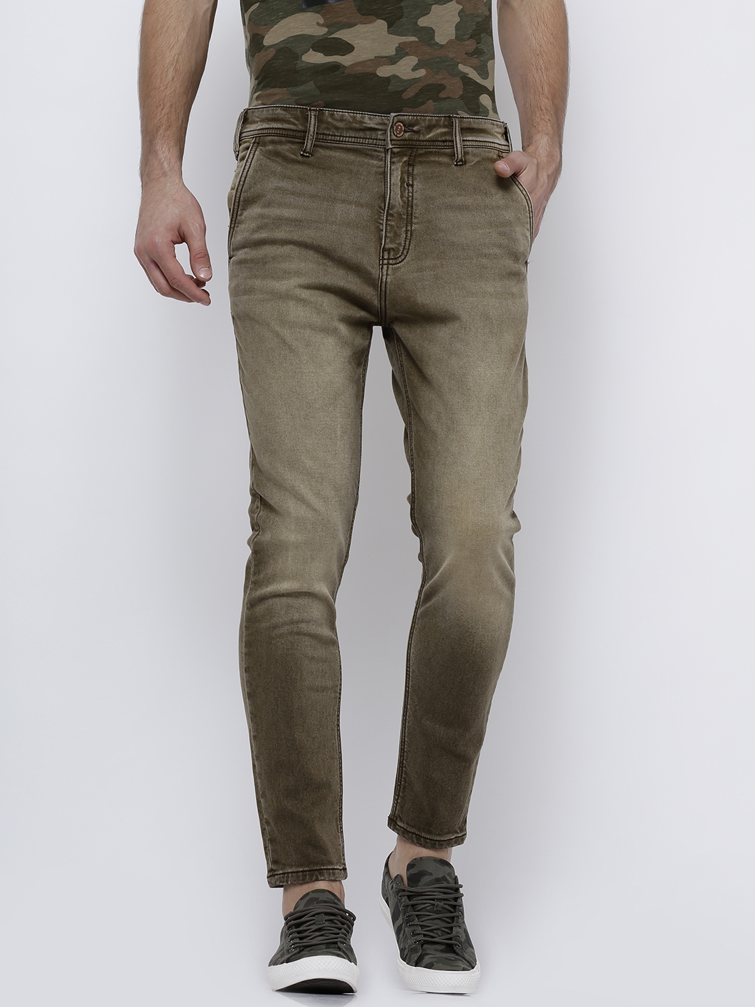 mid rise khaki jeans